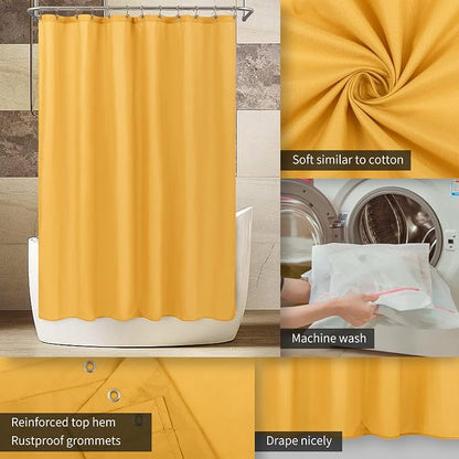 ALYVIA SPRING Waterproof Fabric Shower Curtain or Liner Yellow, 72x72 | 3 Magnets, Soft Cloth & Hotel Quality, Machine Washable, Light-Weight, Standard Size