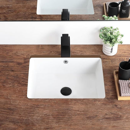 18 Inch Undermount Bathroom Sink White Rectangular Porcelain Ceramic Vanity Basin with Overflow (18.3"x13.8") KDKSC