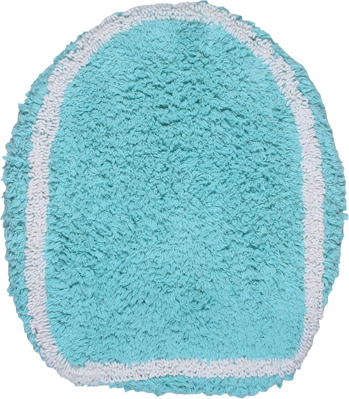 Home Weavers Allure Collection Toilet Lid Cover, Elastic Edges, 100% Cotton Soft Universal Fit for Standard Oblong Round Elongated Bath Room Bowl Lids, Washable, 18"x18" Toilet Lid Cover, Turquoise