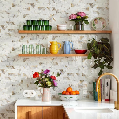 STICKGOO 10-Sheets Peel and Stick Backsplash, Glossy Pandora | Marble Look Kitchen Backsplash Wall Tiles, PVC Peel and Stick Wall Panels for Bathroom, Fireplace, RV