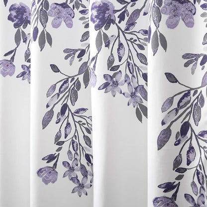 Lush Decor Tanisha Shower Curtain, 72" W x 72" L, Purple & Gray - Lavender Purple Flower Vine Print - Beautiful & Elegant Floral Shower Curtain - Modern Farmhouse & Cottage Bathroom Decor