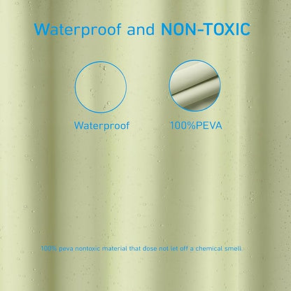EHZNZIE Shower Curtain Liner Light Weight PEVA, Shower Liner 72x72 Inches, Waterproof, No Chemical Smell with 12 Rust Proof Metal Grommets for Bathroom Shower Curtain, Sage
