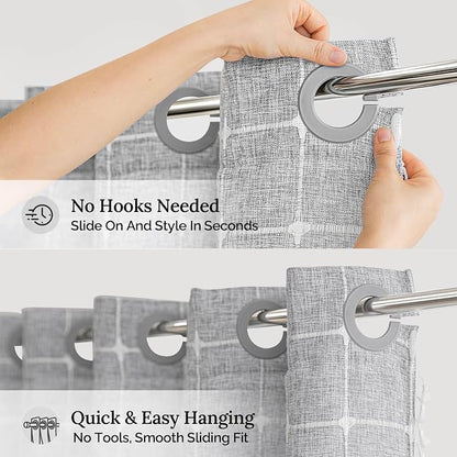 River Dream Farmhouse No Hooks Shower Curtain with Snap-in Liner,Grey,71x86 | Snap on Fabric Liner,Heavy Duty,Quick Dry,With Bottom Magnets,Washable,with Tassels, Rustic Boho Farmhouse,Extra Long Size