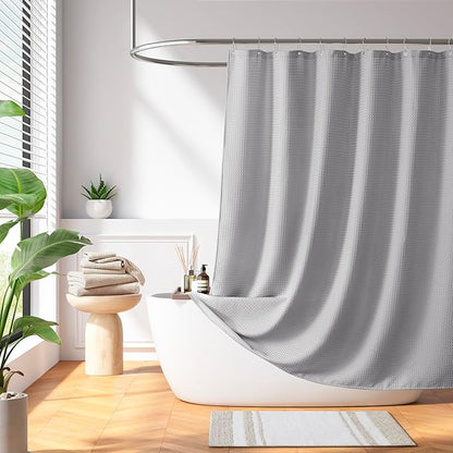 Madison Park Arbor Waffle Stall Shower Curtain for Bathroom, 36 x 72, Grey | Adds Privacy, Machine Washable, Farmhouse, OEKO-TEX Certified Bathroom Curtain, 3M Scotchgard Moisture Management