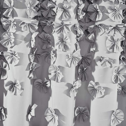 Lush Decor Lucia Shower Curtain 72" W x 72" L, Light Gray - Bathroom Curtain - Coquette Decor - Flower Shower Curtains - Gray Fabric Shower Curtains