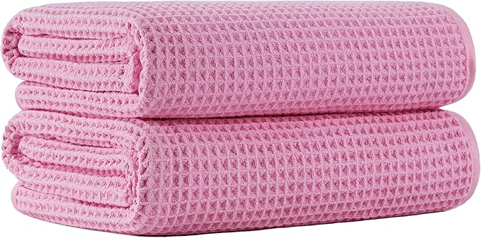 MICROFI New Microfiber Waffle Bath Towels, 2 Pieces, Oversized, Soft, Absorbent, Fast Drying, Lint Free 430 GSM (30''x60''/76cm x 152cm)