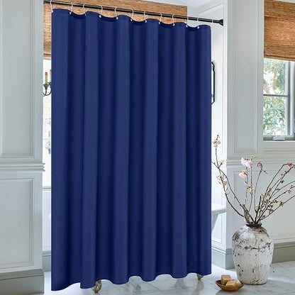 Fabric Shower Curtain Liner 72"W x 84"L-Navy Extra Long Shower Liners | Hotel Quality Water Resistant Machine Washable Shower Liner-Cloth Polyester Light Weight High Ceilings Bathroom Curtain Liner