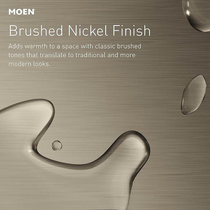 Moen Eva Brushed Nickel Two-Handle 4-Inch Centerset Bathroom Faucet with Drain Assembly, Bathroom Faucets for Sink 3-Hole, 6410BN