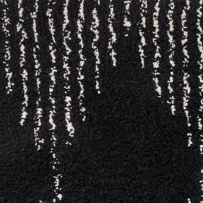 SKL Home Geo Diamond Bath Rug with Tassels, Anti-Slip, 20" x 30", Black | 100% Cotton with Latex backing. Plush & absorbent. Modern boho design works in the bathroom, kitchen or any space.