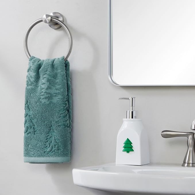 SKL Home Seasonal Soap/Lotion Dispenser Set with 7 Holiday Magnets, Silver | Interchangeable designs to celebrate all year! Gift-ready & great for the bathroom, kitchen, bar or any sink space.