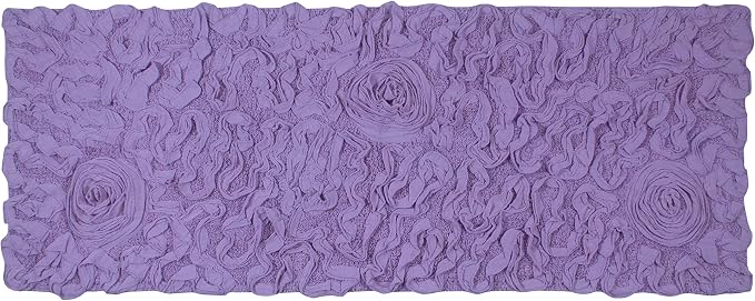 Home Weavers Bell Flower Collection 100% Cotton Tufted Bath Rugs, Extra Soft and Absorbent Bath Rugs, Non-Slip Bath Mats, Machine Washable, Bath Mats for Bathroom Floor and Tub, 21"x54" Runner, Purple