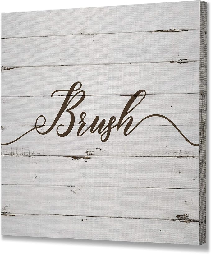 Renditions Gallery Rustic Brush Sign Bathroom Décor Gallery Wrapped Canvas Wall Art, 16x16,