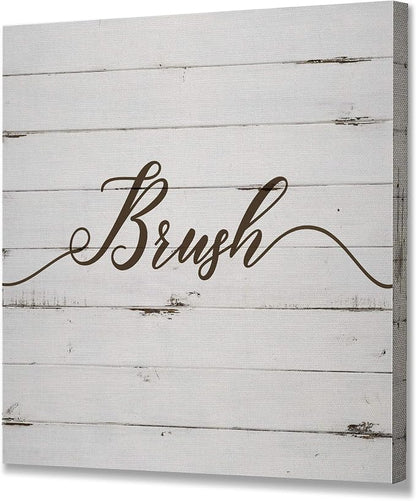 Renditions Gallery Rustic Brush Sign Bathroom Décor Gallery Wrapped Canvas Wall Art, 16x16,
