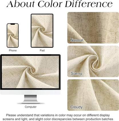 Beige Linen Shower Curtain, Textured Fabric Shower Curtains for Bathroom Modern Farmhouse Neutral Tone Premium Quality Fabric Bohemian Rustic Cottage Country Bathroom Decor, Cream, 60 x 72