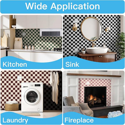 Art3d Grid Peel and Stick Backsplash, 10-Pack, 12" x 12", Pink & Warm White | Enhanced Thickness, Strong Adhesion, Moisture Resistant, Long-Lasting, Minimalist Look, DIY Friendly, for Kitchen Countertops