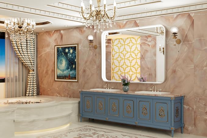 48"x36" Silver LED Bathroom Mirror,Adjust 3000K/4500K/6000K Light | Stepless Dimmable, Anti-Fog, Memory Funtion, Aluminum Frame Wall Mount Lighted Vanity Mirror, ETL Cert‌, Horizontal/Vertical
