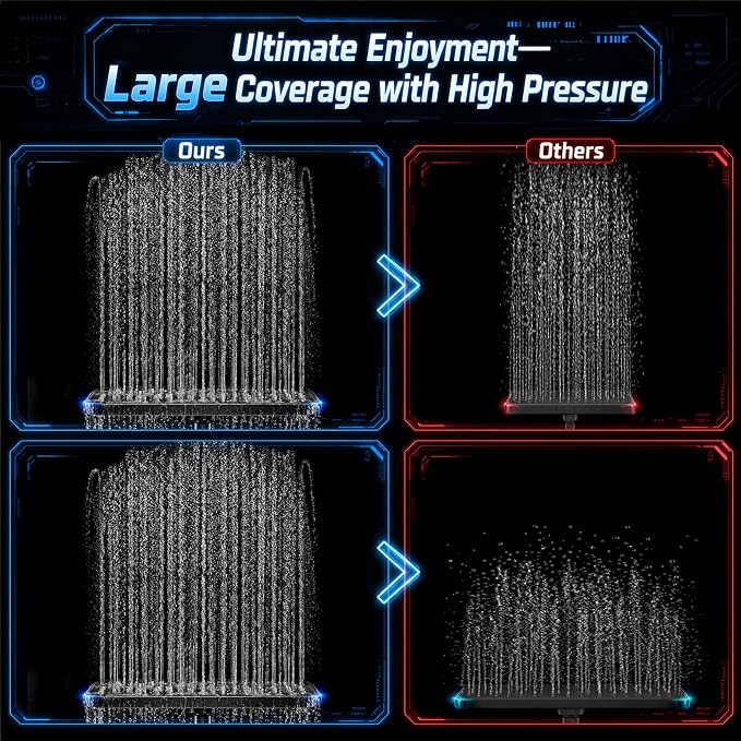 Veken 12" Rain Shower Head with Handheld,High Pressure Power Wash,Magnetic | Dual Shower Heads Combo,8-Mode Hand Held Spray with Hose,Double Detachable Rainfall Showerhead,Best Matte Black Shower System