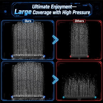 Veken 12" Rain Shower Head with Handheld,High Pressure Power Wash,Magnetic | Dual Shower Heads Combo,8-Mode Hand Held Spray with Hose,Double Detachable Rainfall Showerhead,Best Matte Black Shower System