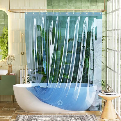 Bathway Shower Curtain Liner, Clear Shower Curtain Liner 72x72 PEVA Waterproof Shower Curtain Liner Plastic with 3 Magnets and 12 Rustproof Metal Grommets, Lightweight Blue Shower Liner for Bathroom