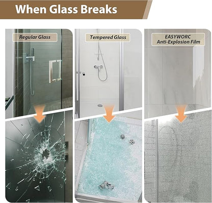 43-48" W x 76" H Frameless Sliding Shower Doors Brushed Nickel | 1/4''(6mm) Tempered Glass,Explosion Proof Film,Nano Coating,Stainless Steel Hardware,Easy to Clean,Customizable Width