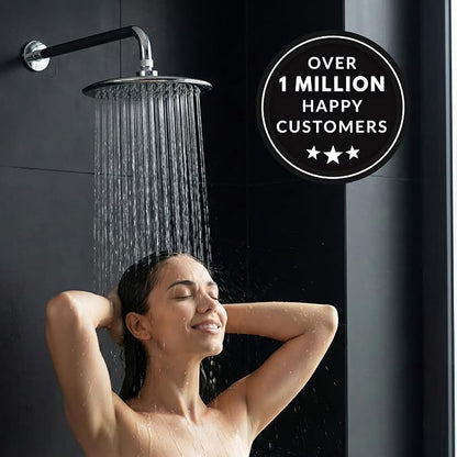 Waterfall Showerhead - 2.5 GPM - Polished Chrome | 9 Inch Large Overhead Rain Shower Head With Self-Clean Nozzles, Adjustable Brass Ball Joint, High Flow Best With Extender Arm