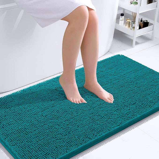 OLANLY Bathroom Runner Rugs 40x24, Extra Soft Absorbent Chenille Bath Rugs | Deep Lake, Quick-Drying Rubber Backing, Washable Long Bath Mat for Bathroom Floor, Tub and Shower, Home Decor Accessories