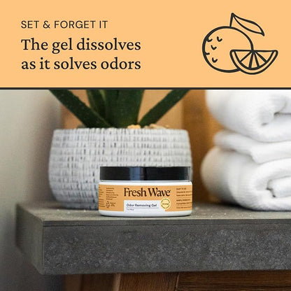 Fresh Wave Orange Odor Eliminator Gel 3-Pk 7 oz - Air Freshener for Home | Plant-based essential oils. Lasts 15-30 days per jar. No plug-in needed. Pet-safe, closet and bathroom deoderizer.
