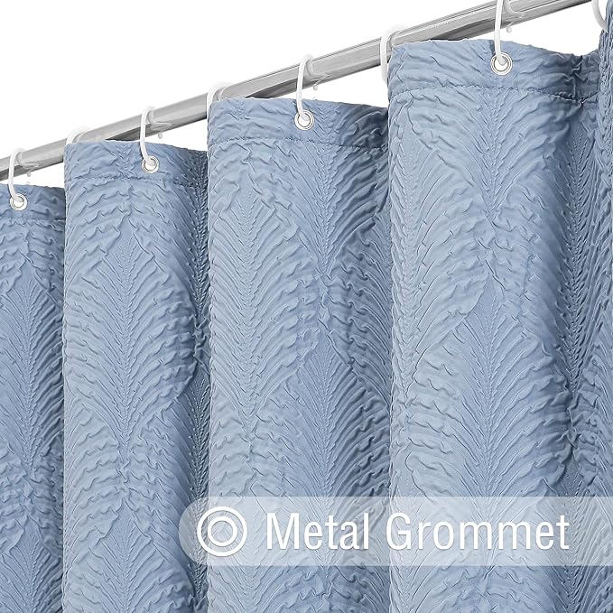 72x84 Extra Long Shower Curtain, Fog Blue 3D Embossed Half Bath Curtain