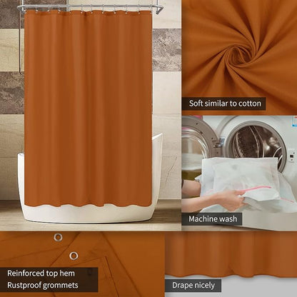 ALYVIA SPRING Extra Long Fabric Shower Curtain or Liner Burnt Orange, 72x84 | 3 Magnets, Soft Cloth & Hotel Quality, Machine Washable, Light-Weight, Extra Long Size