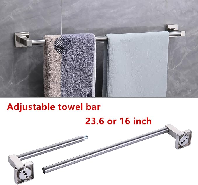 5 Piece Bathroom Hardware Accessories Set Brushed Nickel,24 Inch Towel Bar Set,Towel Rack Set,Bathroom Towel Holder Set