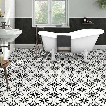 MORCART Peel and Stick Floor Tile, Vinyl Flooring Waterproof, DIY Flooring for Bathroom, Kitchen, Fireplace, Pet House, Stairs, Bedrooms, Wall (40PCS,7.87" x 7.87",Black)