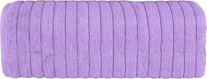 Elegant Comfort 100% Turkish Cotton Corduroy Ribbed Luxury Jumbo Bath Towel Ultra Soft - 35 x 70 Inch - Luxury Spa Premium Hotel Quality Highly Absorbent and Quick Dry Large Bath Towel, Lilac