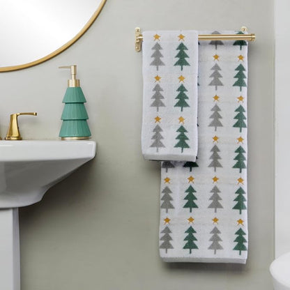 SKL Home Christmas/Winter Multi Trees Bath Towel, 100% Cotton, Multi | 500 GSM. Soft & absorbent. Reversible jacquard pattern. Great for holiday gifting.