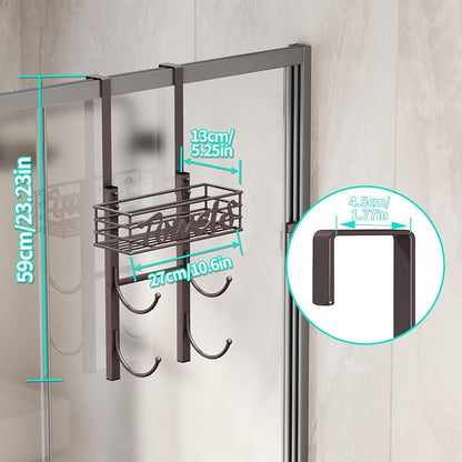 HapiRm Towel Racks for Bathroom Storage - 3 Tier Over The Door & Wall Mount Rolled Towel Storage Organizer Holder with Metal Shelf Basket for Small Bathroom, Camper, Rv - Bronze, Patented
