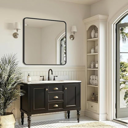 FICTOR Bathroom Mirror for Over Sink, 30"x30" Vanity Mirror for Wall, Black | Shatterproof Tempered Glass, Anti-Rust Frame, Vertical/Horizontal Mounting, Wall Mirror for Bedroom, Living Room, Entryway
