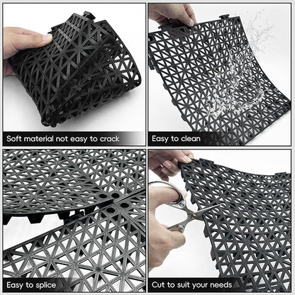 RITOLLO Modular Interlocking Cushion Drainage Floor Tiles, 60-Pack 11.8"x11.8" PVC Raised Non-Slip Interlocking Mats with Drain Holes for Deck, Pool, Garage, Shower, Patio, Bathroom, Sauna, Yard