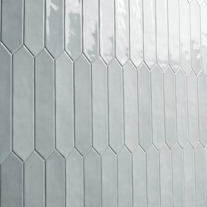 M S International Renzo Sky Glossy Ceramic Picket Wall Tile for Bathroom, Kitchen Backsplash, Accent, and Shower - Sample