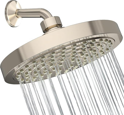 Winthorpe Conservation Rain Shower Head, Brushed Nickel, Round, Low Flow, High Pressure, 1.8 GPM Water Saving, 360 Degree, Eco and Energy Efficient Rainfall Showerhead
