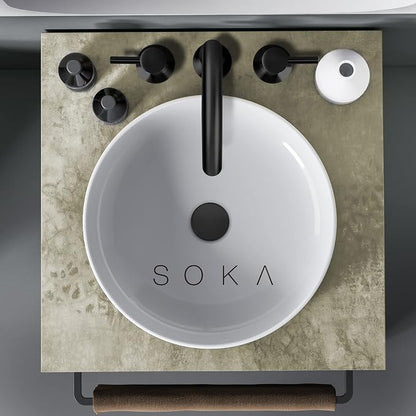 SOKA 8-16" Widespread Bathroom Faucet Matte Black Bathroom Sink Faucet 2 Handle Morden Bathroom Faucet for Sink 3 Hole Industrial Commercial Vanity Faucet with Pop Up Drain,Matte Black + G