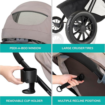 Evenflo Pivot Modular Travel System w/LiteMax Preemie and Infant Car Seat | 6 Modes of Use, Rear-Facing Mode for Infants 3-30 lbs, Stroller use up to 50 lbs (Dusty Rose Pink)