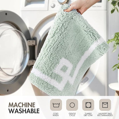 Madison Park Evan 100% Cotton Bath Rug Plush Absorbent, 20" x 30", Seafoam | Non-slip Backing, OEKO TEX, Luxurious Tufted Plush Bath Mat for Bathroom, Quick Dry, Spa Design Decorative for Shower Room