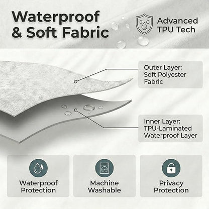 Waterproof Fabric Shower Curtain Liner, TPU Coated, PEVA-Free & Odorless, Hotel Quality, 3 Magnets, Rust-Proof Metal Grommets, Machine Washable, White, 72x72 Inch