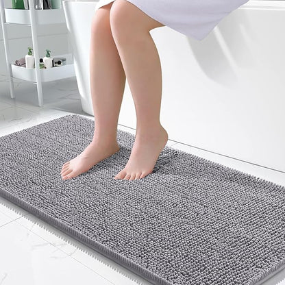 OLANLY Large Bathroom Rugs 50x30, Extra Soft Absorbent Chenille Bath Rugs | Grey, Quick-Drying Rubber Backing, Machine Washable Bath Mat for Bathroom Floor, Tub and Shower, Home Decor Accessories