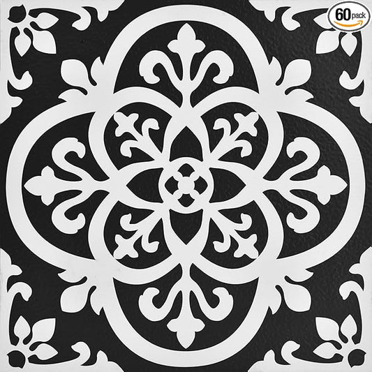 FloorPops Black Gothic Peel & Stick Floor Tiles, FP2475 (Pack of 6)