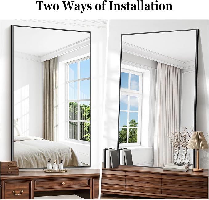 DESBING Black Bathroom Mirror for Wall, 30x50 Inch Rectangle Mirrors with Metal Frame, Modern Vanity Wall Mirror Decor for Entryway Hangs, Bathroom Living Room Horizontal or Vertical