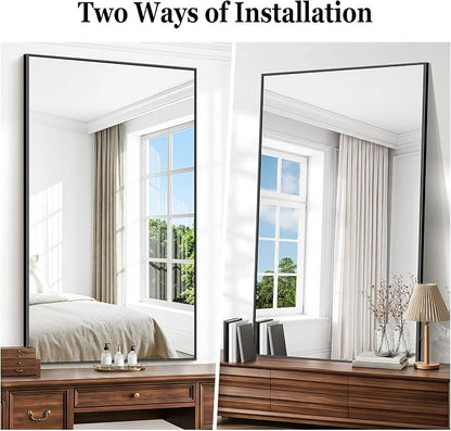 DESBING Black Bathroom Mirror for Wall, 30x50 Inch Rectangle Mirrors with Metal Frame, Modern Vanity Wall Mirror Decor for Entryway Hangs, Bathroom Living Room Horizontal or Vertical