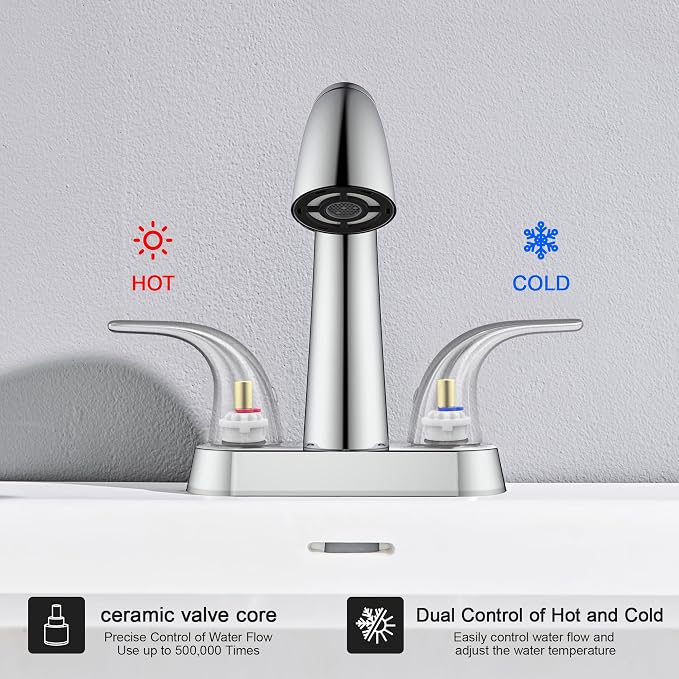 Bathroom Sink Faucet with Sprayer, 4 Inch Faucet Chrome with Pop Up Drain | Ultimate Unicorn Centerset Pull Down Vanity Faucets 3 Hole- Two Handle Modern Washbasin Tap Set for Rv Lavatory Restroom