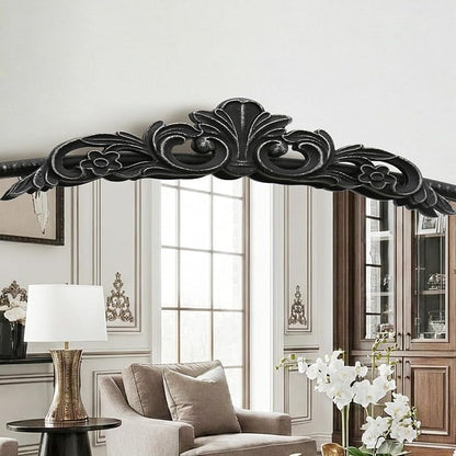 Micasso Large Vintage Black Mirror: 48"x33" Baroque Antique Wall Mirror | Traditional Ornate French Decorative Arched Mirror for Bedroom/Bathroom/Fireplace/Entryway/Hallway/Living Room/Dining Room
