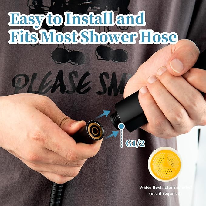 OFFO Matte Black Handheld Shower Head, 6-Mode High Pressure, 5" Large Face, Chrome Plated Finish, Includes Shower Head, Washers, Water Saving Gasket