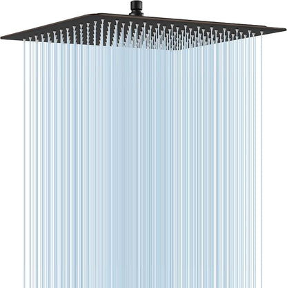 Midanya Square Rain Shower Head,High Pressure,Oil Rubbed Bronze 16 Inch | 360°Swivel,Ceiling or Wall Mount,Waterfall Full Body Coverage,Bathroom Remodel,Stainless Steel Large Rainfall Shower Head